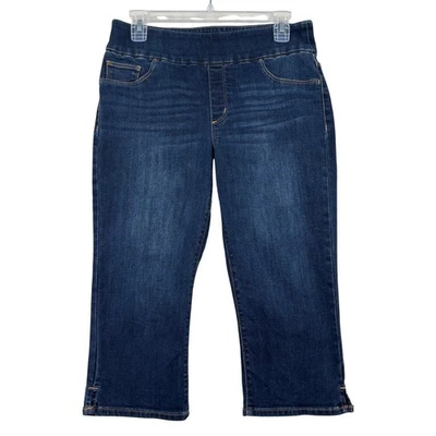 Calça jeans Chico's Slim Leg Capri feminina tamanho 4 azul stretch jeans conforto - Imagem 1 de 4