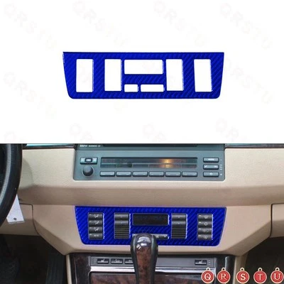 Pegatina de cubierta de panel de control climático de fibra de carbono para BMW X5 2000-2006 azul Foto 1 de 4