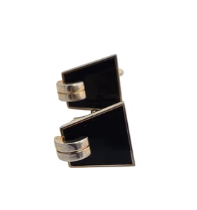 Vintage P&K Gold Tone and Black Lucite Cufflinks - Picture 1 of 7