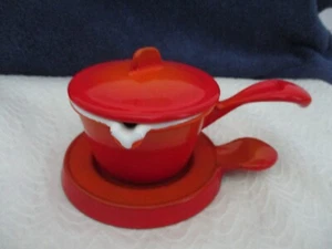 Calentador de mantequilla vintage de hierro fundido con llama naranja pequeño de 3 piezas Bélgica - Imagen 1 de 20