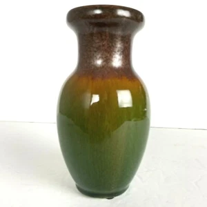 Vaso ceramica artistica vintage USA verde marrone smalto a goccia - Foto 1 di 6
