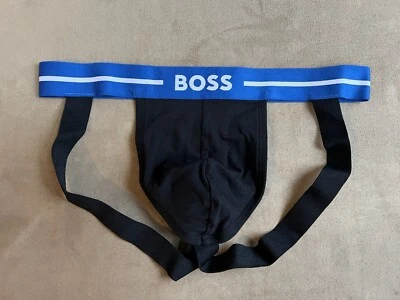 HUGO BOSS AUDAZ NEGRO AZUL ALGODÓN ELÁSTICO NEGOCIOS ATLETISMO JOCKSTRAP ROPA INTERIOR Foto 1 de 4