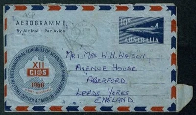 SE81 AUSTRALIA 1960 Aerograma 10d con logo CIOS Foto 1 de 2