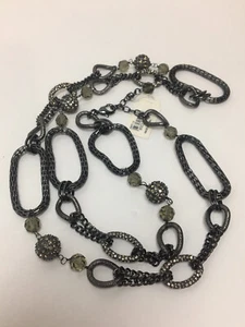  KETTENGLIED & KRISTALL HALSKETTE NEU MIT ETIKETT GUNMETAL/SCHWARZ 36 ZOLL LINK, NEU MIT ETIKETT, ANN TAYLOR, BOX - Bild 1 von 10