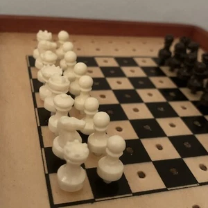 Schach Reiseset NEU mini Steckspiel Holzbox 260g - Bild 1 von 6