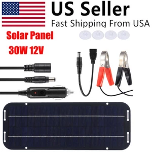 30W Solar Panel 12V Trickle Charger Battery Charger Kit Maintainer Boat Car RV - Picture 1 of 14