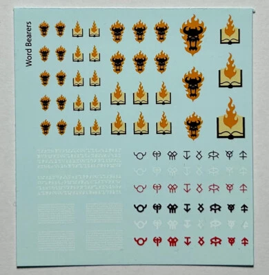 GAMES WORKSHOP Word Bearers Transfer Sheet / Transfers / Decals - Chaos Space Marines WH40K