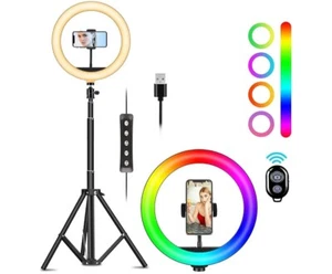 10'' RGB Selfie Ring Light with Stand and Phone Holder - Picture 1 of 11