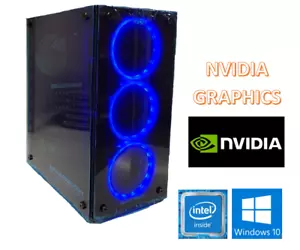 Intel Quad Core i5 Gaming PC Nvidia 1050TI 16GB RAM 480GB SSD 500GB HDD W10P - Picture 1 of 1
