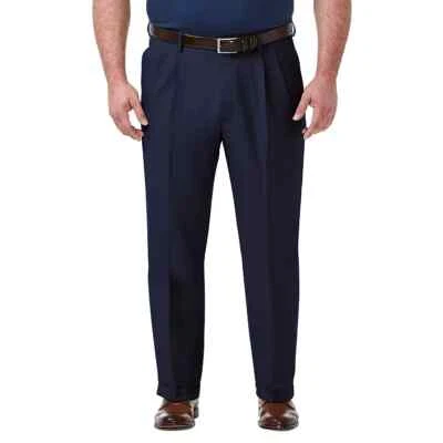 Haggar Men's Classic Fit Pleated Premium No Iron Khaki DRESS Pants SIZE 34WX 30L - Image 1 of 4