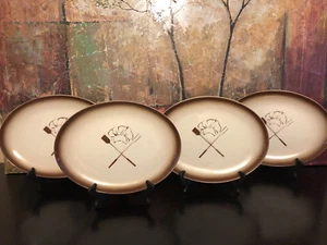 4 Vintage Embassy Restaurant Geschirr Grill Chef BBQ OVAL Abendessen TELLER Airbrush 13" - Bild 1 von 10