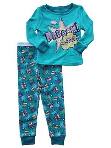 Infant & Toddler Girls Kaboom Glitter Sparkle Cotton 2 Pc Pajama PJ Set - Picture 1 of 1