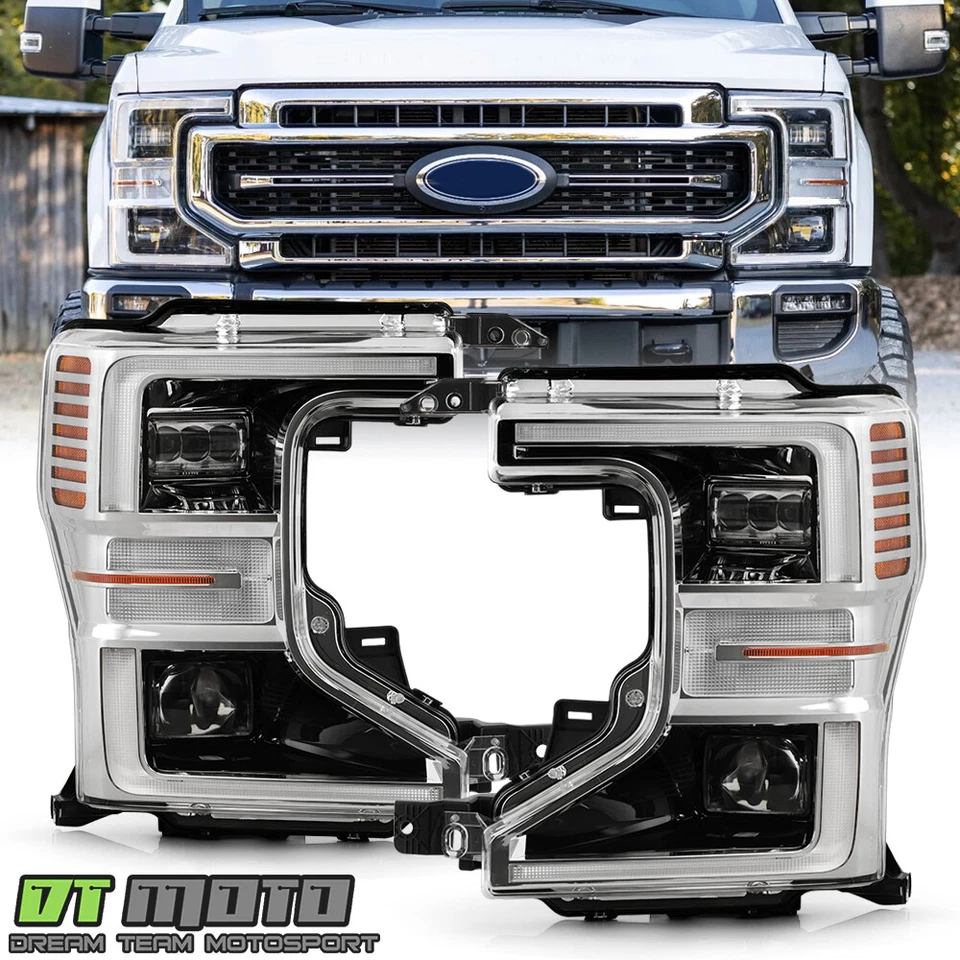 Par de faros LED completos cromados para Ford F250 F350 SuperDuty 2020-2022 Foto 1 de 4