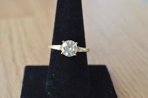 2.40ct Shield Cut Moissanite Solitaire 14K Yellow Gold over Fine Silver Size 9 - Picture 1 of 8