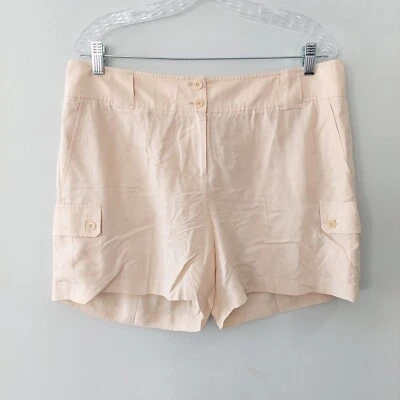 Talbots cargo shorts size 12 100% silk cream lightweight cargo pockets - Image 1 of 4