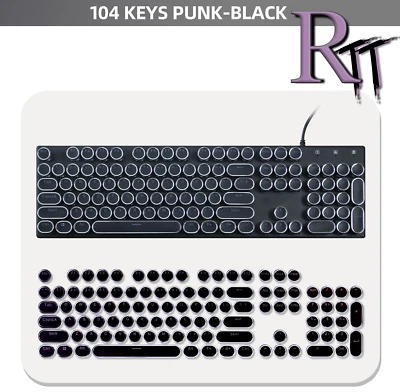 White Retro Steampunk Round Typewriter Keycaps 104 Keys ABS Mechanical Keyboard - Image 1 of 3