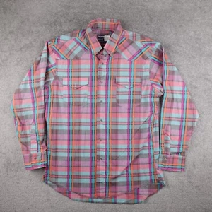 Camisa De Colección Wrangler Hombres 15-33 Multicolor Cuadros Perla A Presión Corte Vaquero Colas X Largas - Imagen 1 de 8
