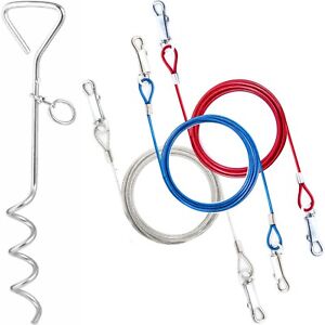 Dog Chains for Outside Heavy Duty Stake Tie Out Cable Tether Spiral Ground Spike