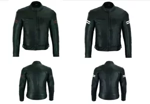 Giacca Moto in Pelle Morbido da Uomo Vintage Protezioni CE Cafe' Race BIESSE - Foto 1 di 8