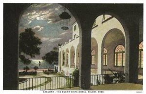Postcard Mississippi Biloxi Buena Vista Hotel Balcony Panama Ltd Card 20s Unused - Picture 1 of 2