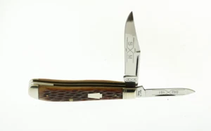 Schatt & Morgan 042151 Trapper 2 Blade Knife W/ Box 3 1/2" Bone Handle 1991 USA - Picture 1 of 19