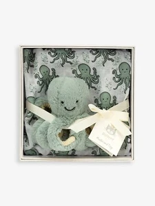 JELLYCAT _ Green Octopus Plush - Cuddly Toy & Muslin Cloth Gift Set - RARE - Picture 1 of 4