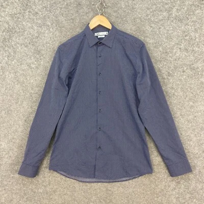 Zara Mens Shirt Size M Medium Slim Blue Long Sleeve Collared Button Up 21111 - Image 1 of 4