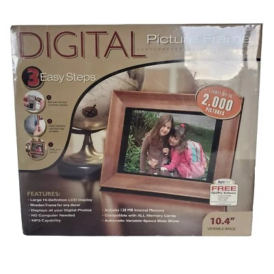 Digital picture frame 10” Inch 10.4” NEW IN BOX WOODEN FRAME BY SMARTPARTS - Image 1 of 4