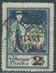 1920-21 LETTONIA USATO SOPRASTAMPATO 2 R SU 35 K - SV6-6 - Imagen 1 de 1