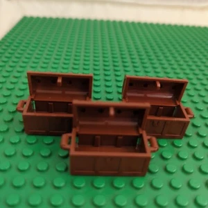 3 X Lego 4738 4739 Contenitore Marrone Scrigno del Tesoro Pacchetto Cassapanca e Coperchio X 3 - Foto 1 di 6