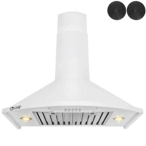 AKDY Wall Mount Range Hood Convertible Wall Mount White Painted Stainless Steel - Picture 1 of 10