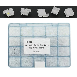 Kit de 50 soportes cerámicos ortodoncia 0,022 Mini Roth 345 gancho soportes base 3 ranuras - Imagen 1 de 8