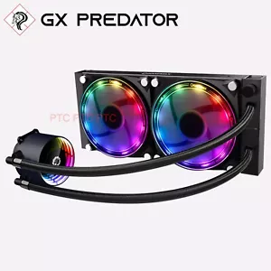 GX ICH-240 CPU Liquid Cooler 2x 120mm RGB Fan mirror RGB Pump w Intel ADM Socket - Picture 1 of 10