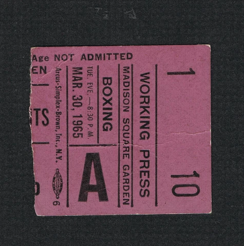 RARE 1965 Championship Emile Griffith Willie Pastrano Jose Torres boxing ticket Cover