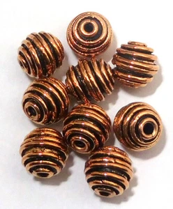 6 PCS 12MM SOLID COPPER BALI BEAD ANTIQUE COPPER 607 FUL-310 - Picture 1 of 1