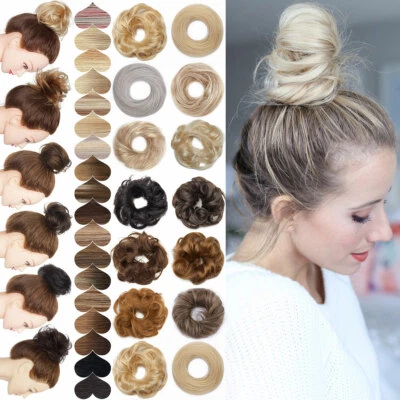 Thick Real Human Messy Bun Hair Piece Scrunchie Updo Wrap Human Hair Extensions - Image 1 of 4