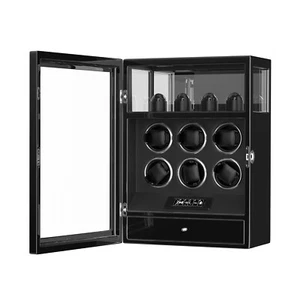 Automatic 6 Watch Winder + Jewelry Drawer 4 Holder Organizer LED Display Box LCD - Picture 1 of 9