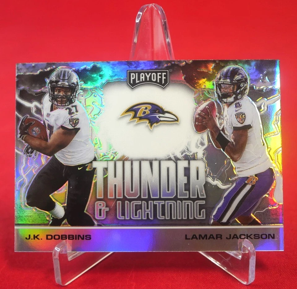 Lamar Jackson Silver Thunder & Lightning Playoff Football Card 2020 #TL-1 - Image 1 of 1