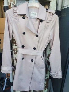 CHLOE GIRL Beige Military Trench Coat Melania Style Jacket Double Breasted sz S - Picture 1 of 20