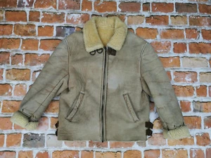 *CHARLES CHEVIGNON LAMMFELL B3 VINTAGE LEDERJACKE*SHEARLING*BEIGE*GR: S*RARITÄT - Bild 1 von 8