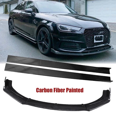 For Audi A4 B9 Sedan Front Bumper Lip Splitter Carbon Fiber Body Kit Side Skirt — 第 1/4 张图片