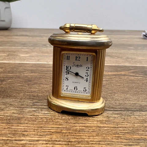 Vintage Sheffield miniature metal ,gold colored  clock Cover