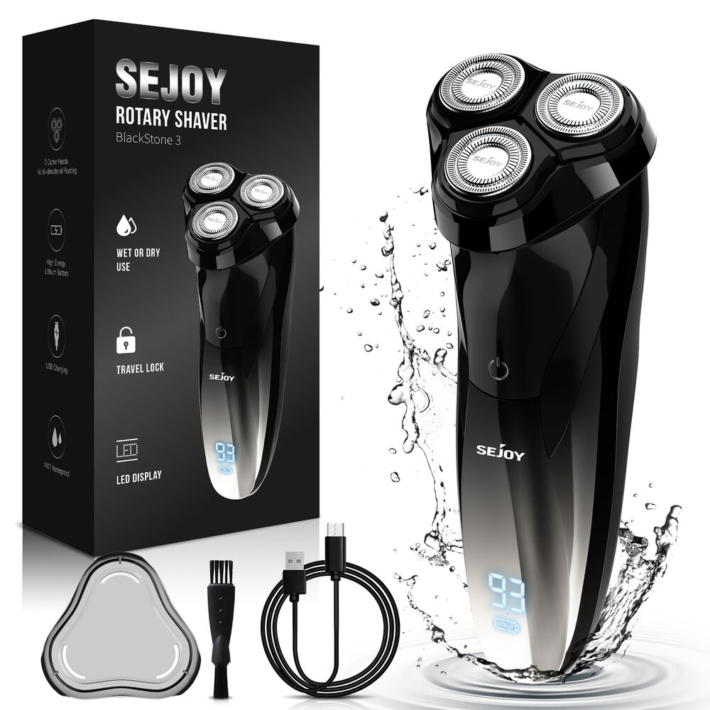 SEJOY Mens Electric Shaver Razor Wet/Dry Rotary Shavers Cordless Pop-up Trimmer