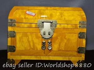 11.6" Chinese Jinsi Nan Wood Carved Dynasty Storage Drawer Box Statue - Picture 1 of 19