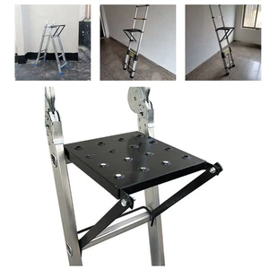 Folding Ladder Work Platform With Iron Construction Supports 330 Pounds - Picture 1 of 12