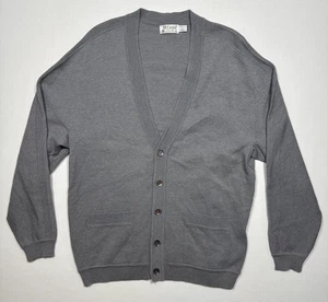 St. Croix VTG Mens Sweater L Gray 100% Zephyr Wool Cardigan Academia Grandpa - Picture 1 of 11