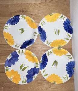 Maxam Hand Painted Italy ITALIAN DAISY  10” Plate White Blue Yellow - Picture 1 of 6