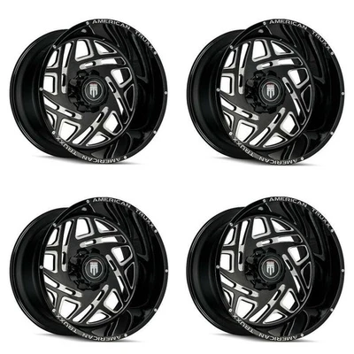 Juego 4 llantas de camión American Truxx Cosmos 24x14 negras fresadas 5x150 de 24" -76 mm Foto 1 de 4