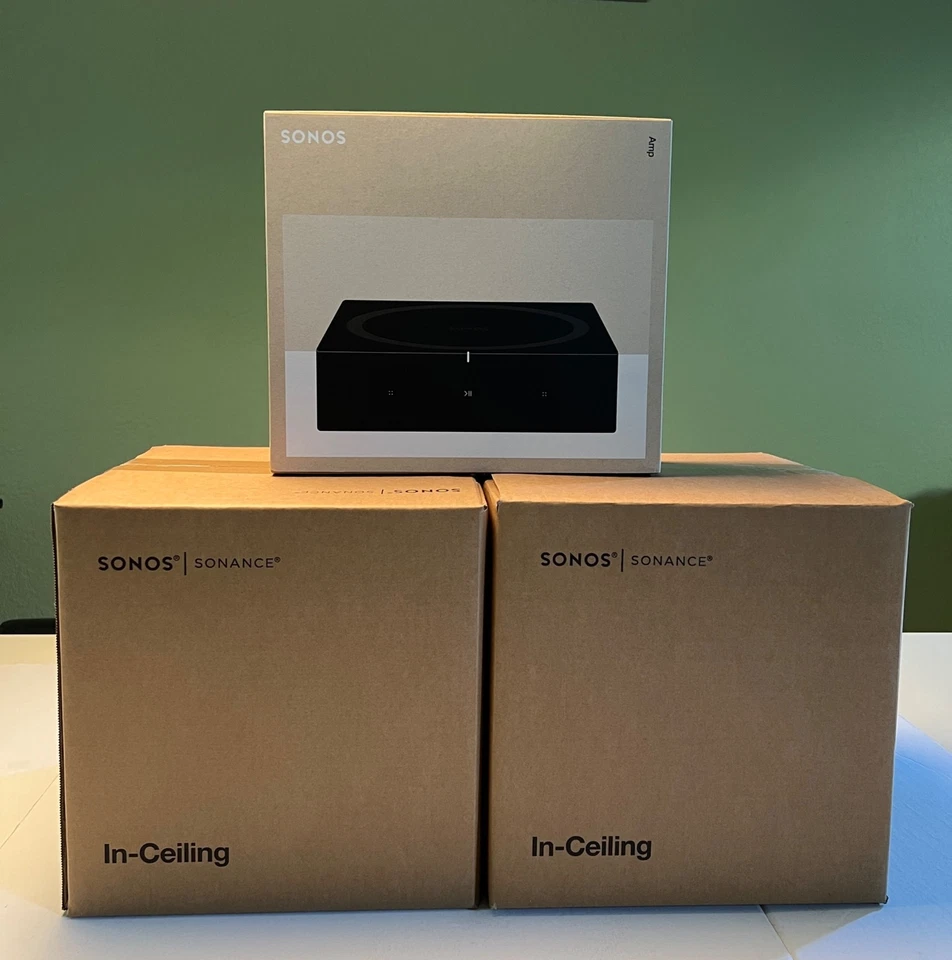 New 2 pairs Sonos INCLGWW1 6.5 In-Ceiling Speakers by Sonance/Sonos Amp Bundle