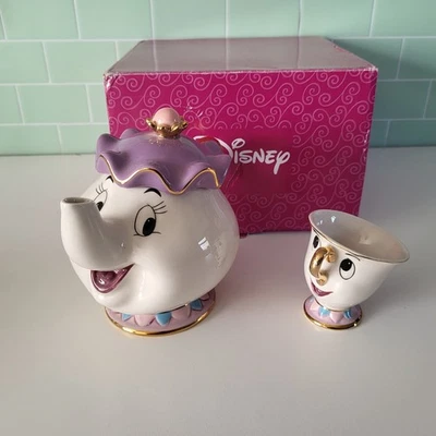 Disney Beauty And The Beast Tea Set Mrs Potts And Chip Cartoon Gift Set Boxed - Image 1 of 4